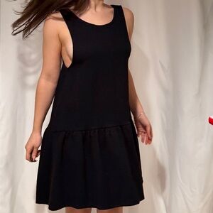 Free People Black Sleeveless Mini Drop-Waist Dress